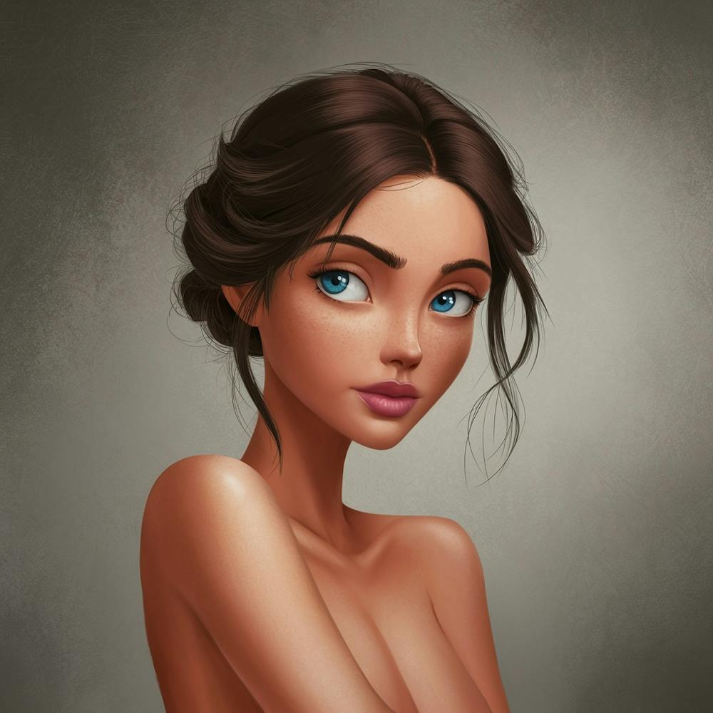 Nude Girl With Blue Eyes
