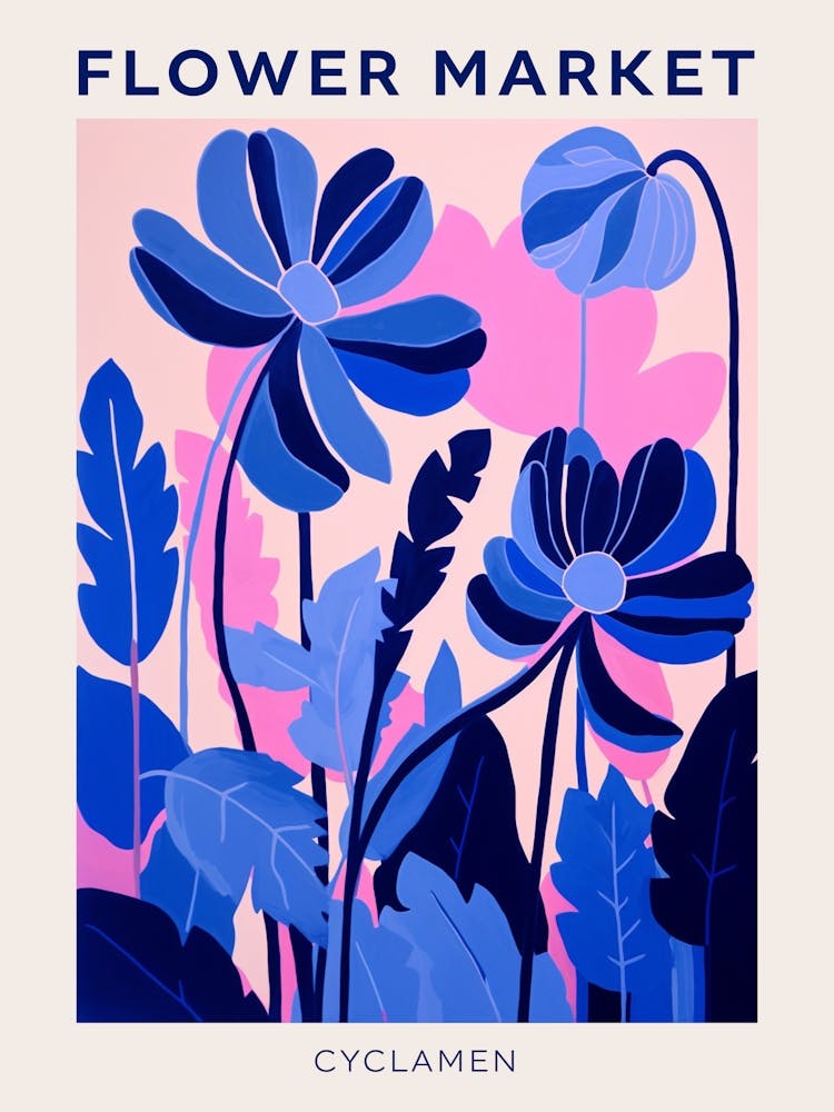 Blue Flower Market Poster Cyclamen 4