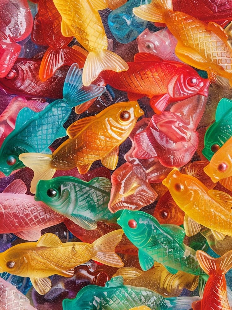 Swedish Fish Candy Sweets Retro Collage 2