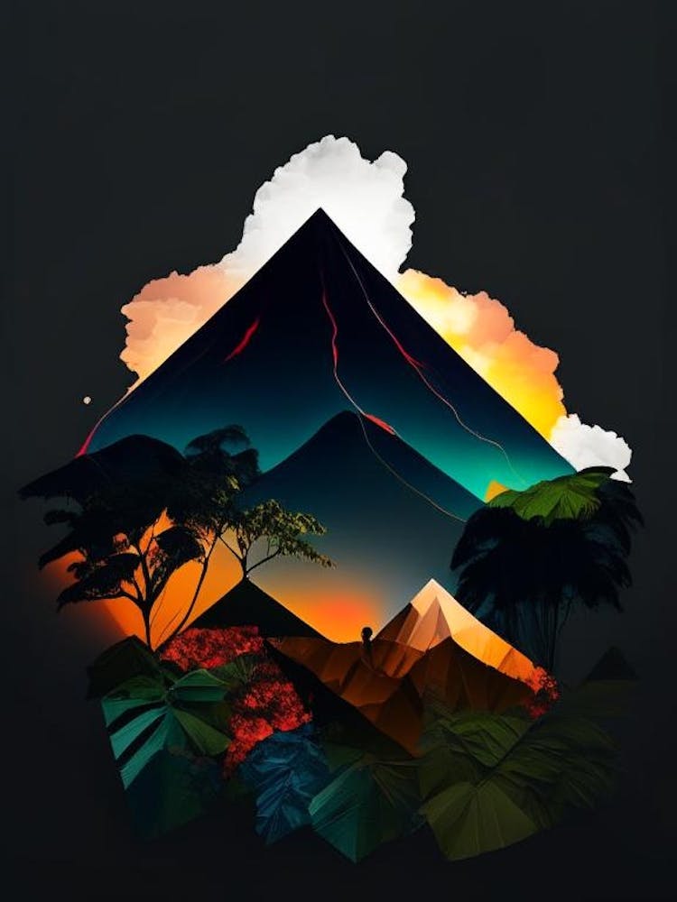 Arenal Volcano National Park Costa Rica Cut Out Paper