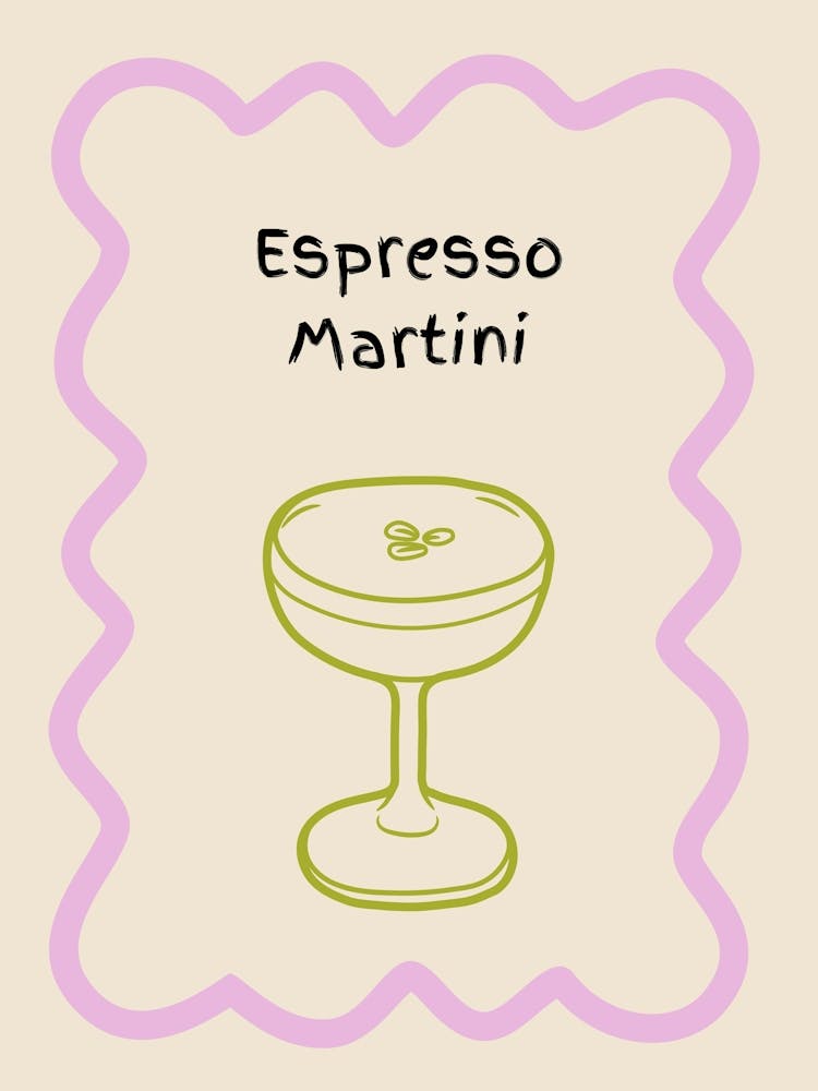 Espresso Martini Doodle Poster Lilac & Green