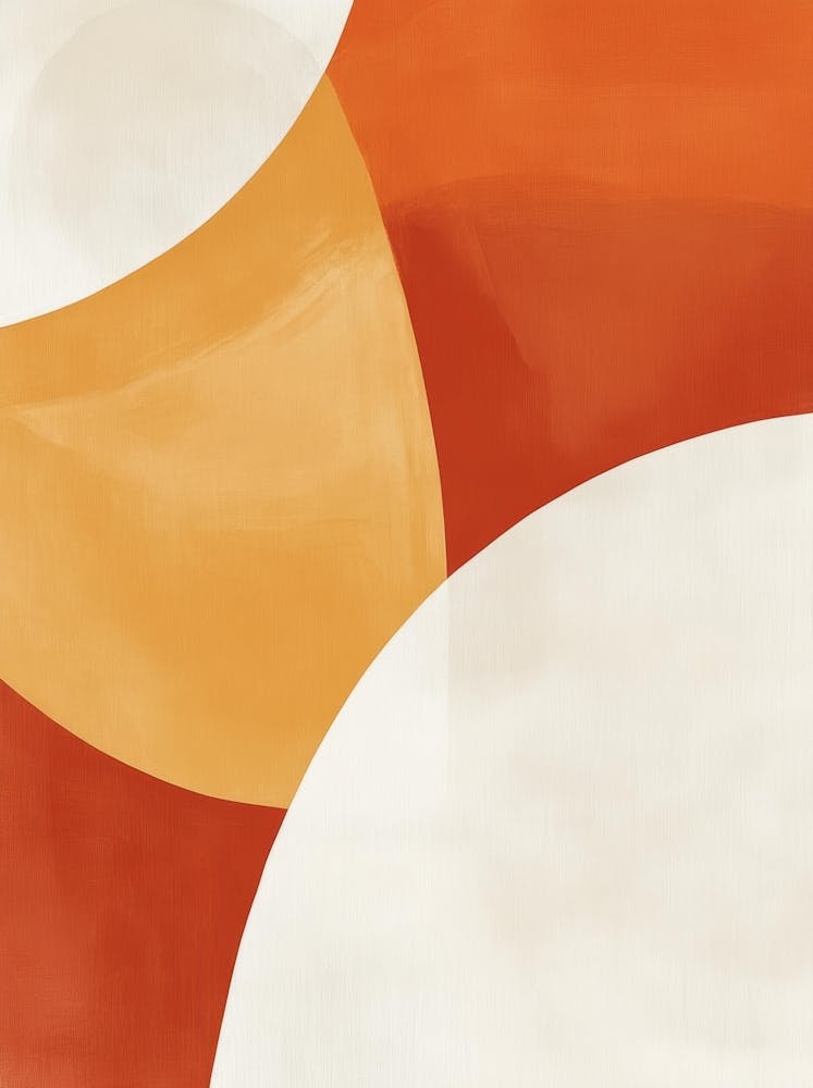 Abstract Orange And White Abstract Painting