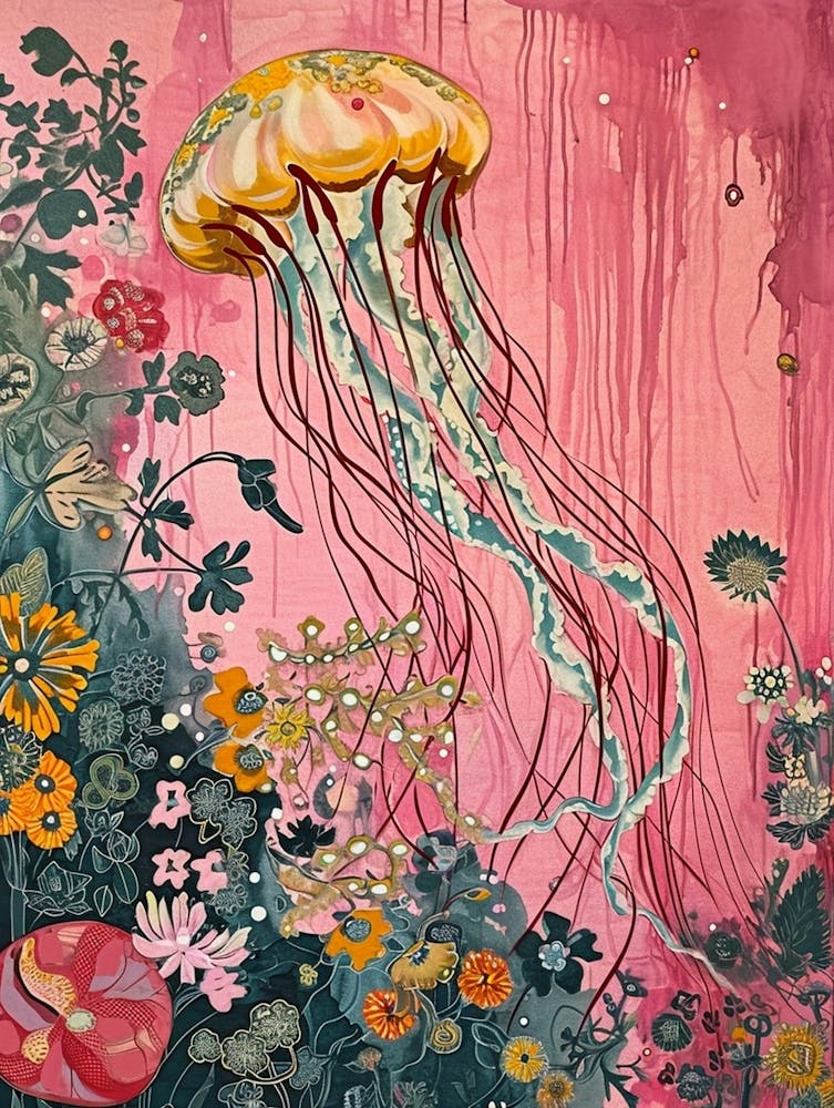 Floral Animal Painting Jellyfish 3