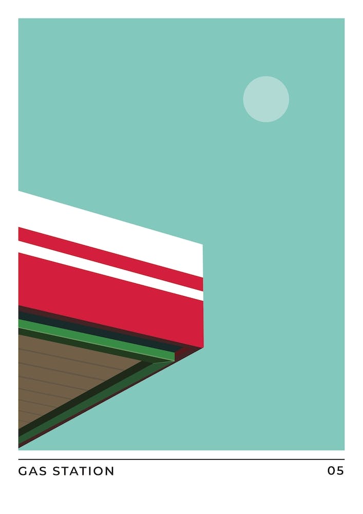 Gas Station Still Life Modern Illustration