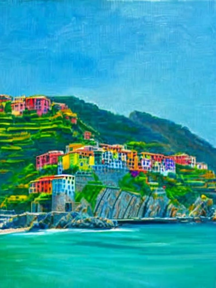 Cinque Terre Nationalpark Italien Blaues Ölgemälde 1