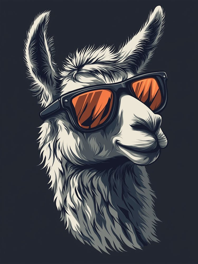 Funny Llama with sunglasses