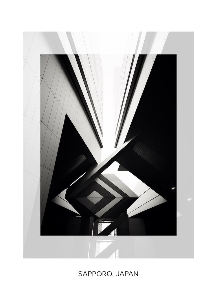 Poster Of Sapporo, Japan, Black And White Old Photo 2