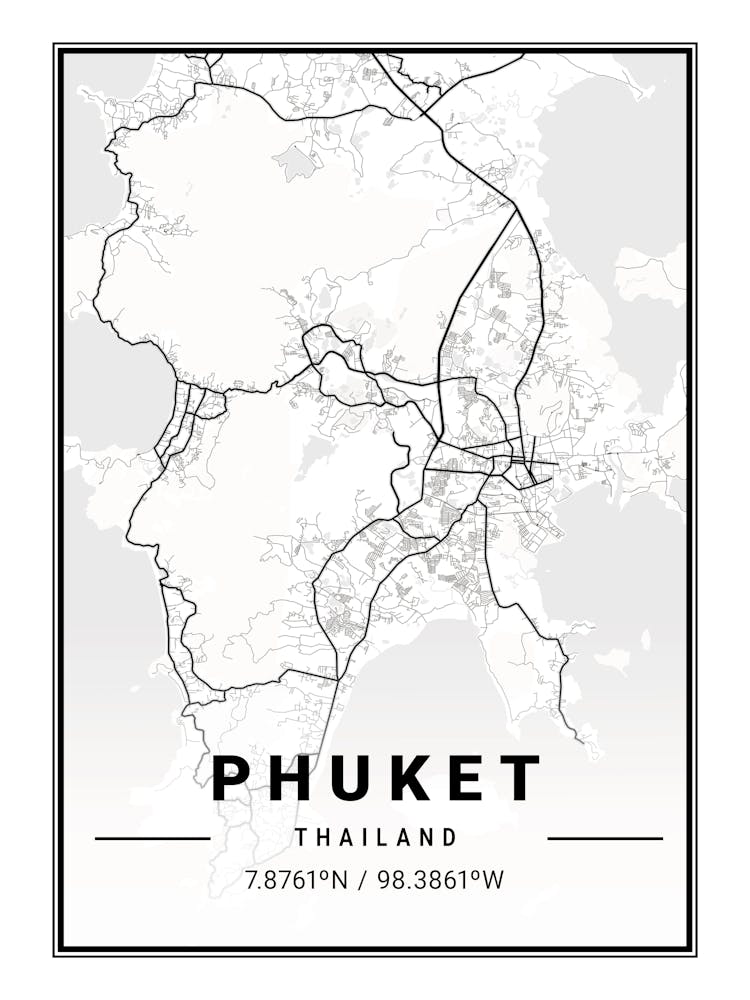 Phuket Thailand Map Prints