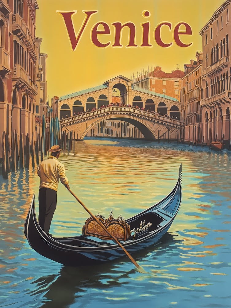 Aihrgdesign Ein Vintage Reiseplakat von Venedig 5