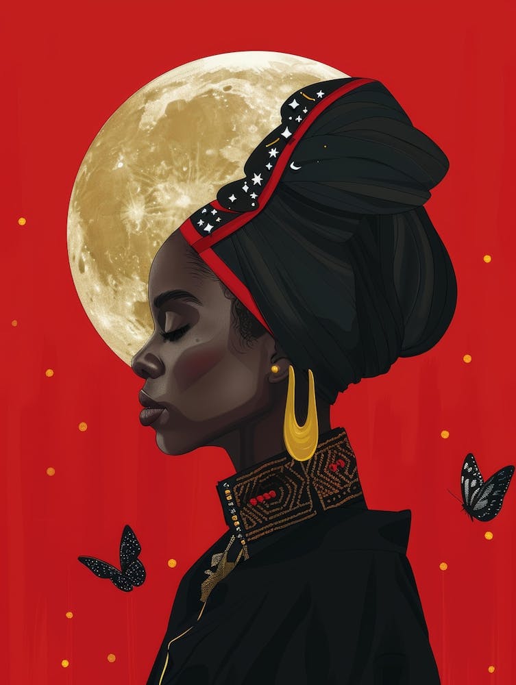 Black Woman With Butterflies 1