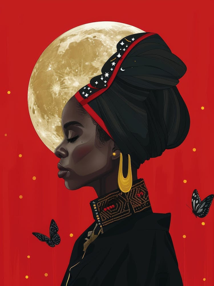 Black Woman With Butterflies 1