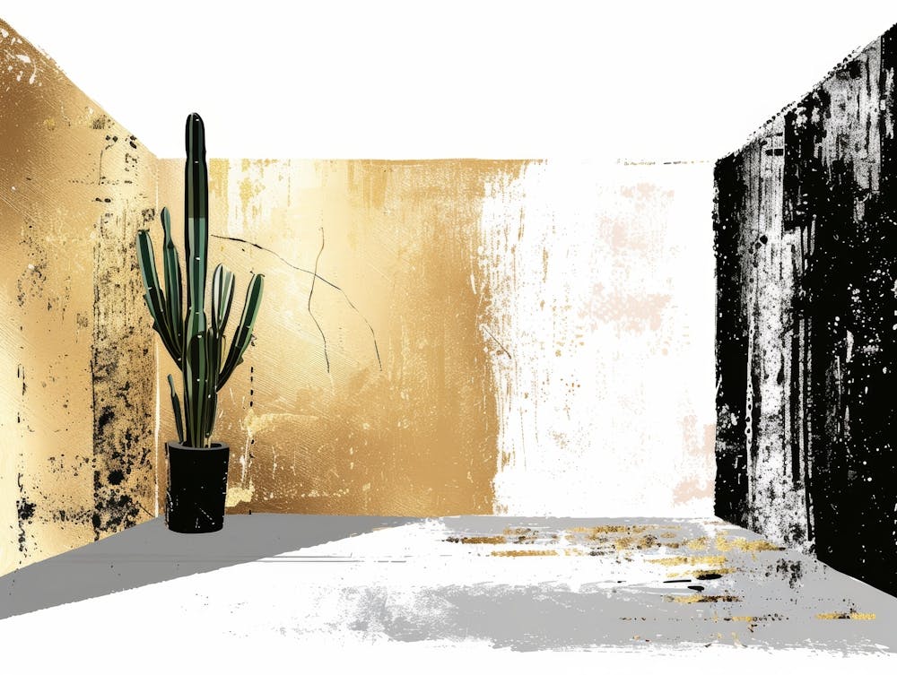 Gold And Black Abstract Painting 65