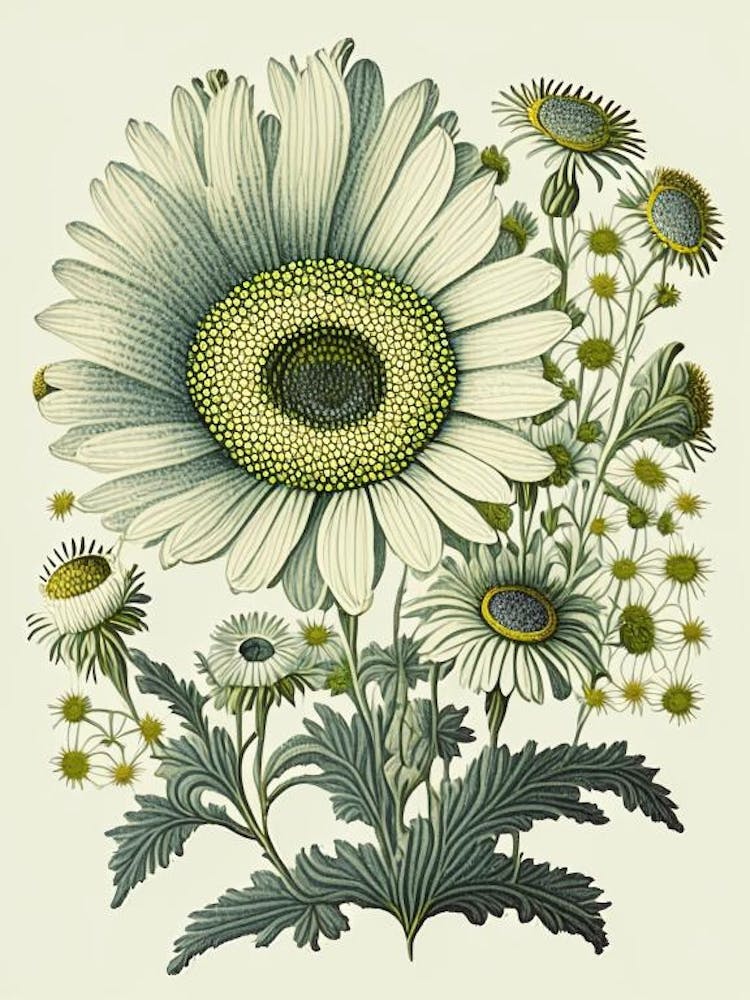 Daisy 1 Floral Botanical Vintage Poster Flower
