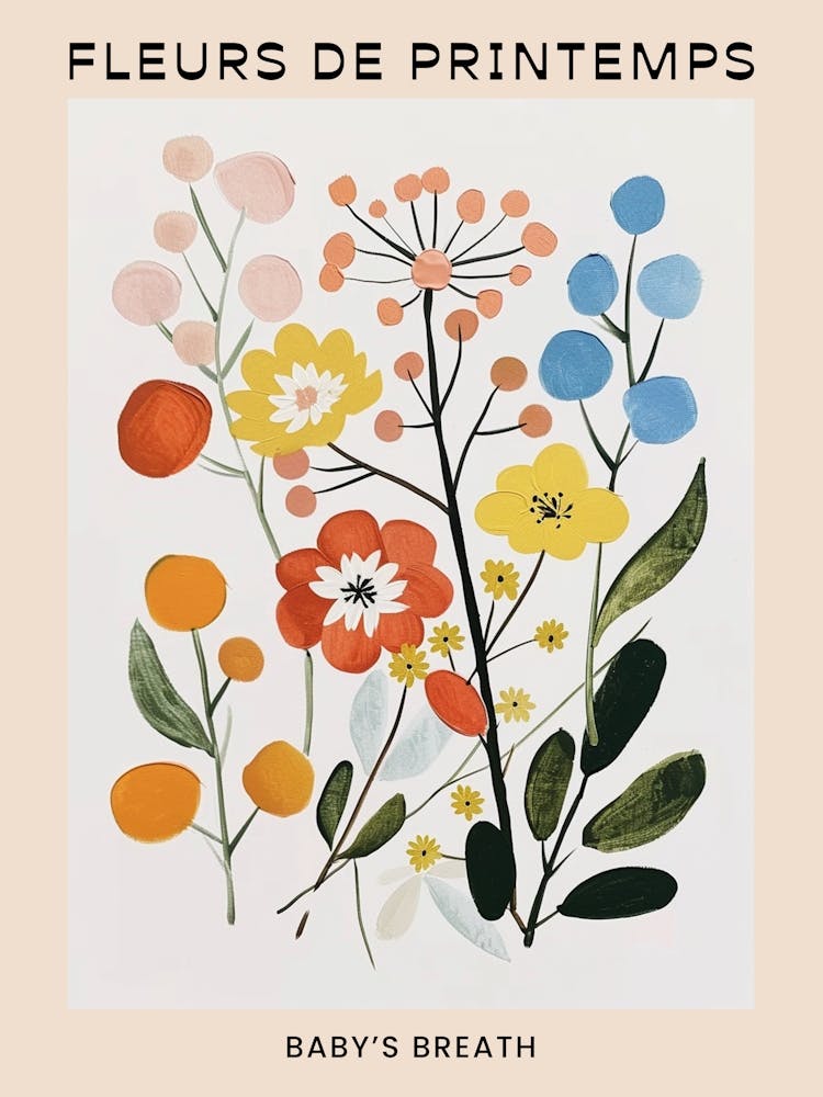 Spring Floral French Poster  Babys Breath 4