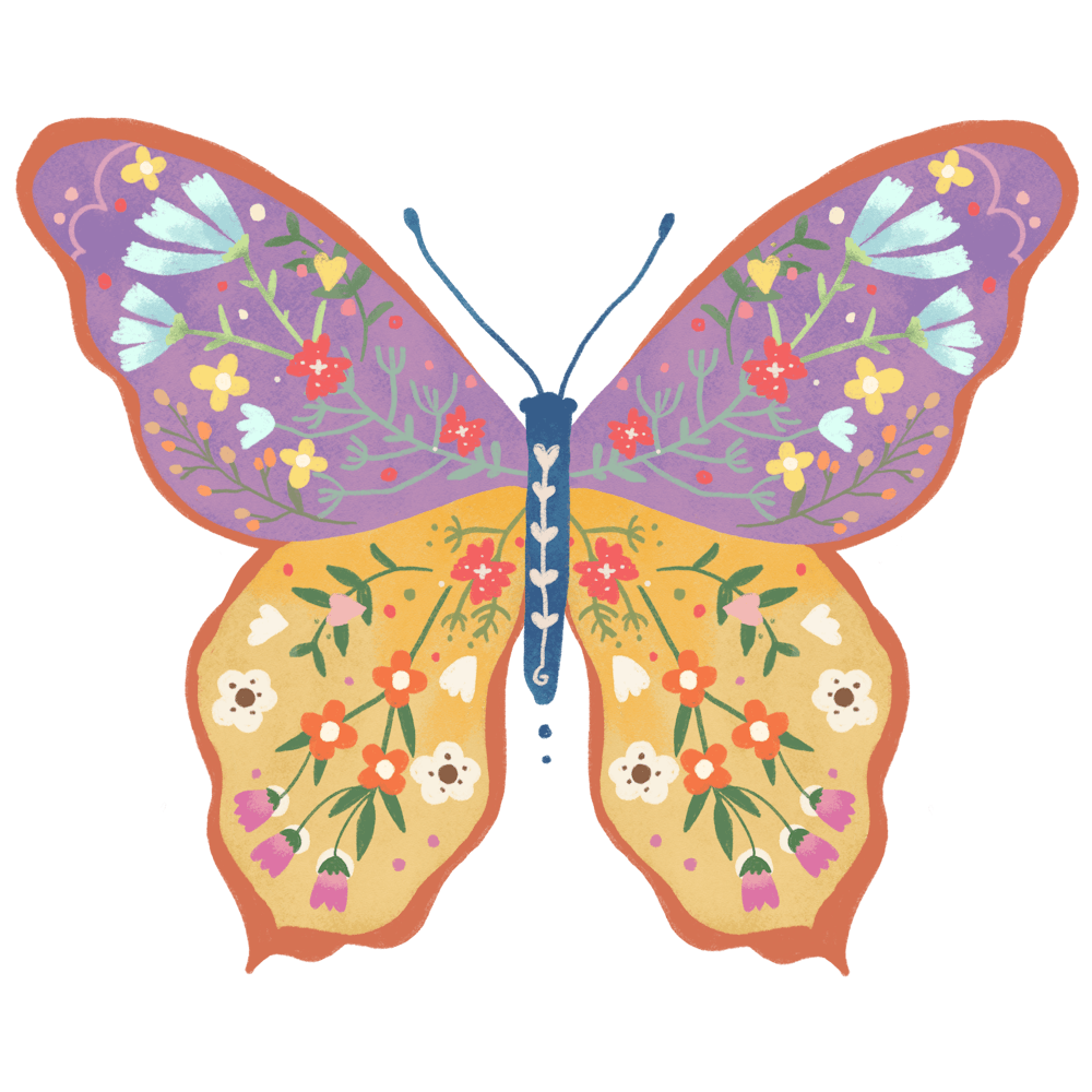 Papillon Floral Dessiné À La Main 2