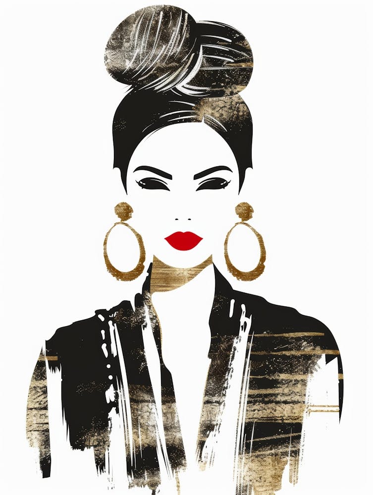 Woman In Gold And Black
