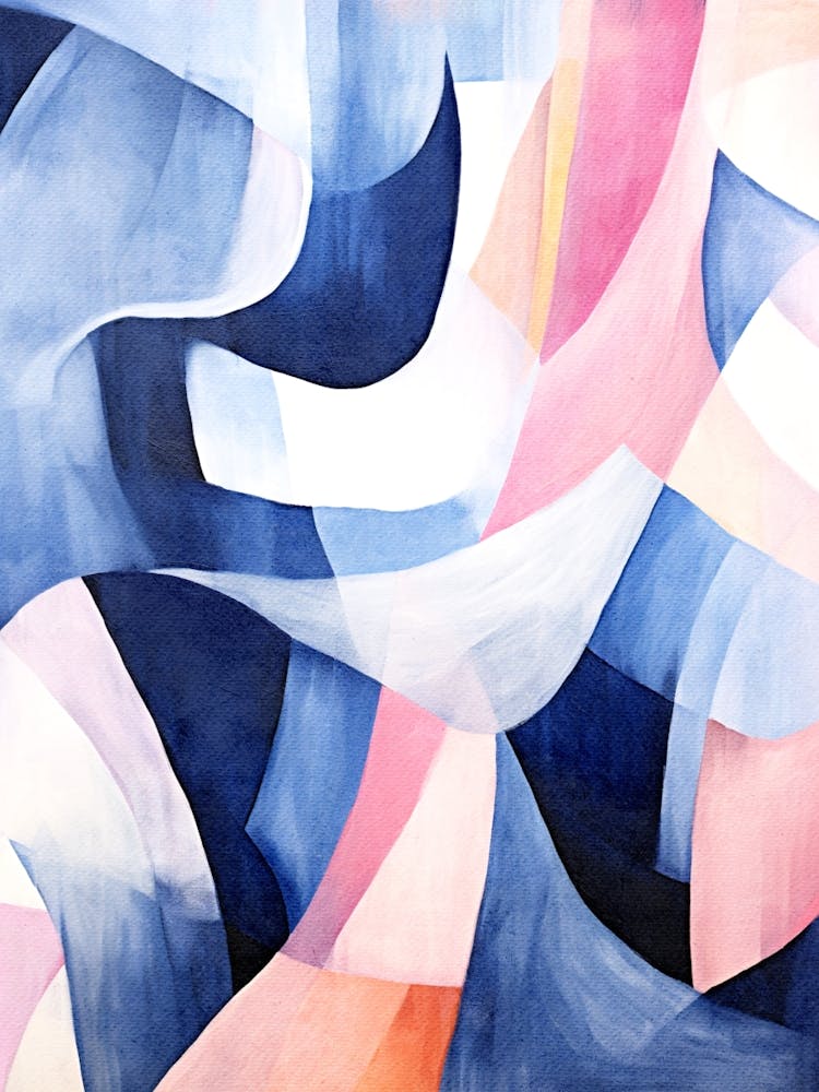 Blue and Pink Abstract. Oil Painting