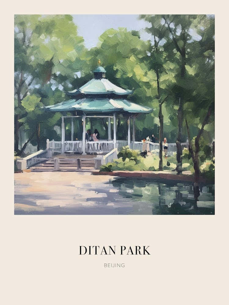 Ditan Park Beijing Vintage Cezanne Inspired Poster