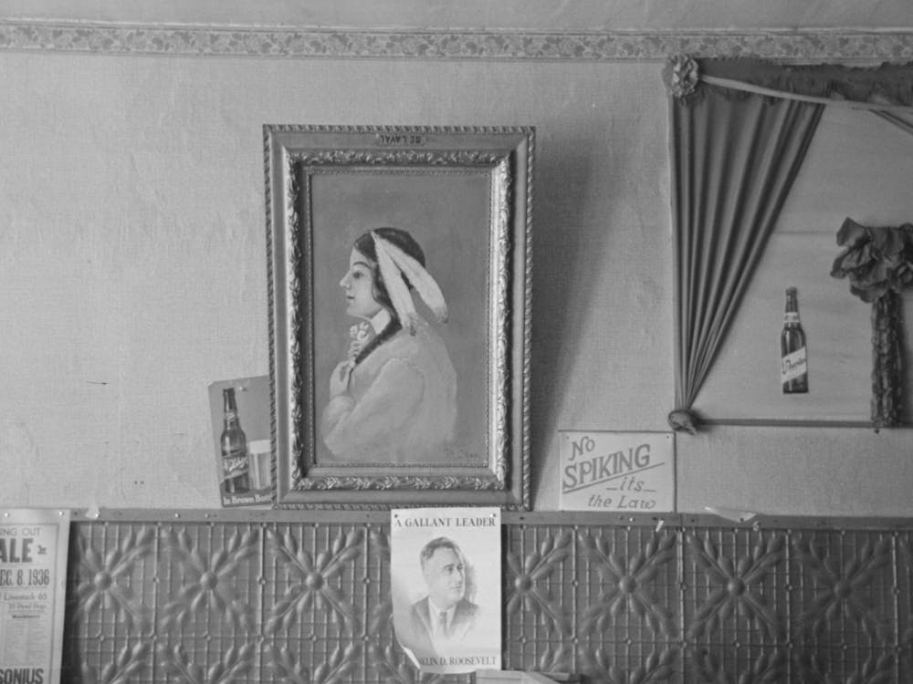 Decoration In Poolroom In Dickens, Iowa By Russell Lee