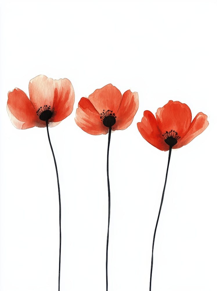 Poppies On A White Background