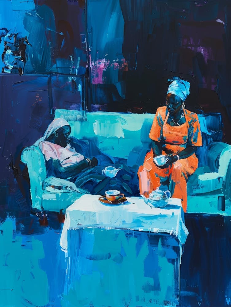 Two Women Sitting On A Couch