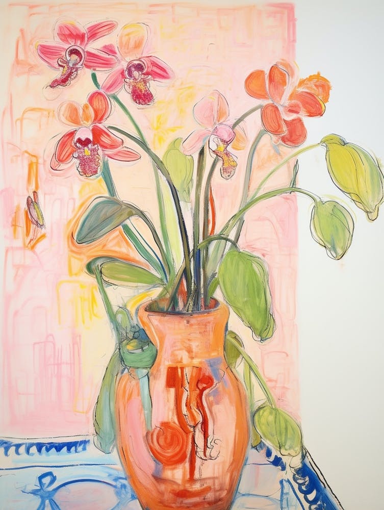 Flower Painting Fauvist Style Monkey Orchid 2