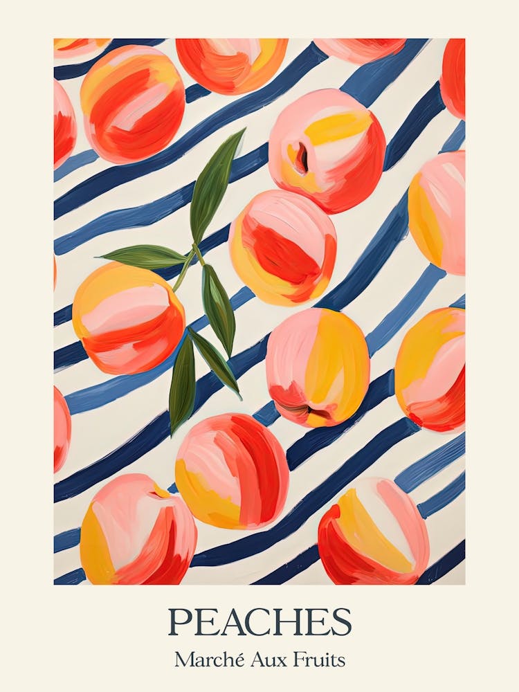 Marche Aux Fruits Peaches Fruit Summer Illustration 3