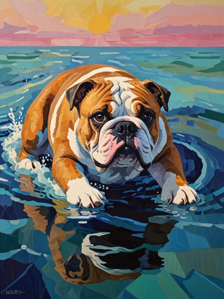 Bulldog In The Water 1