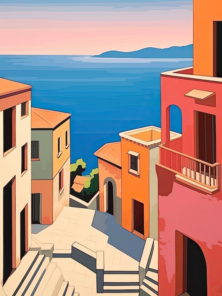 Amalfi Coast, Italy, Bold Outlines 1