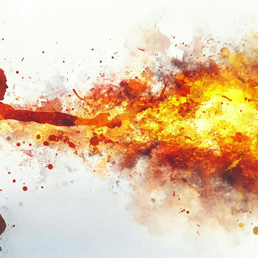 Abstract Of A Woman Fighting Fire