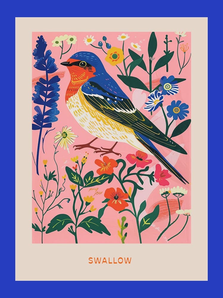 Spring Birds Poster Swallow 4