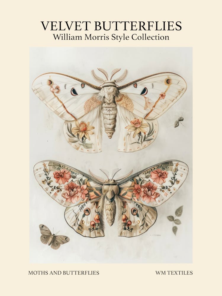 Velvet Butterflies Collection Moths And Butterflies William Morris Style 5