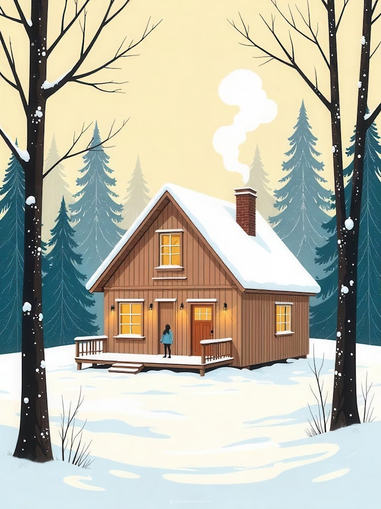 Winter House In The Woods