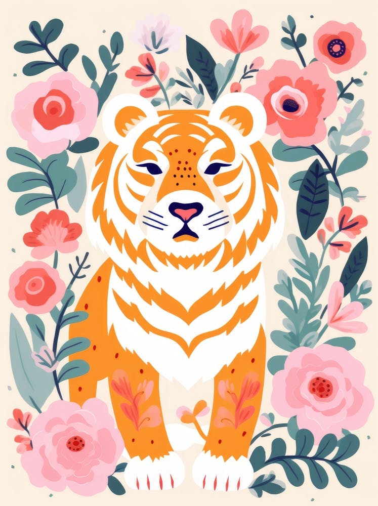 Tigre Avec Fleurs 1