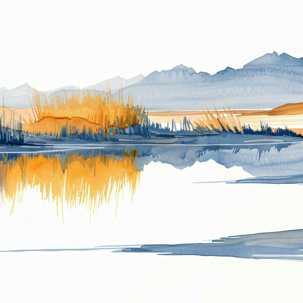Watercolor Of A Lake