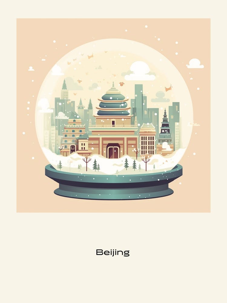 Beijing China Snowglobe Poster