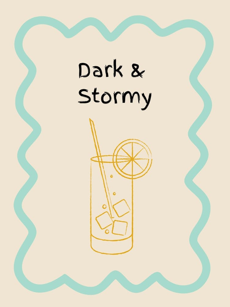 Dark & Stormy Doodle Poster Teal & Orange