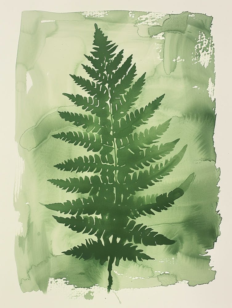 Green Ink Painting Of A Button Fern 3