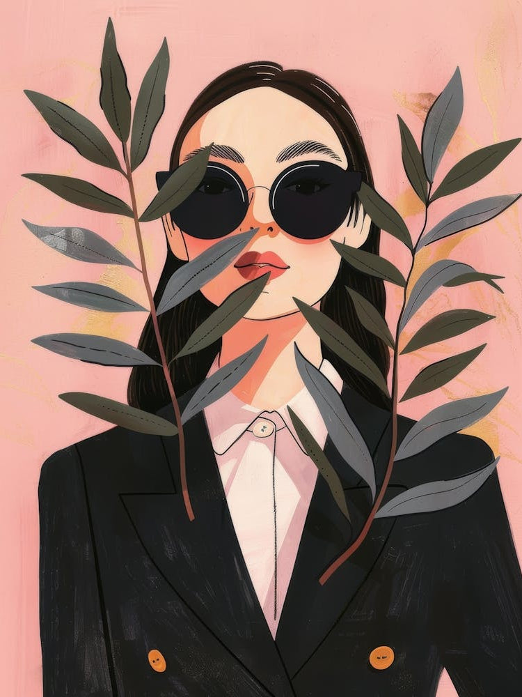 Asian Woman With Leaves