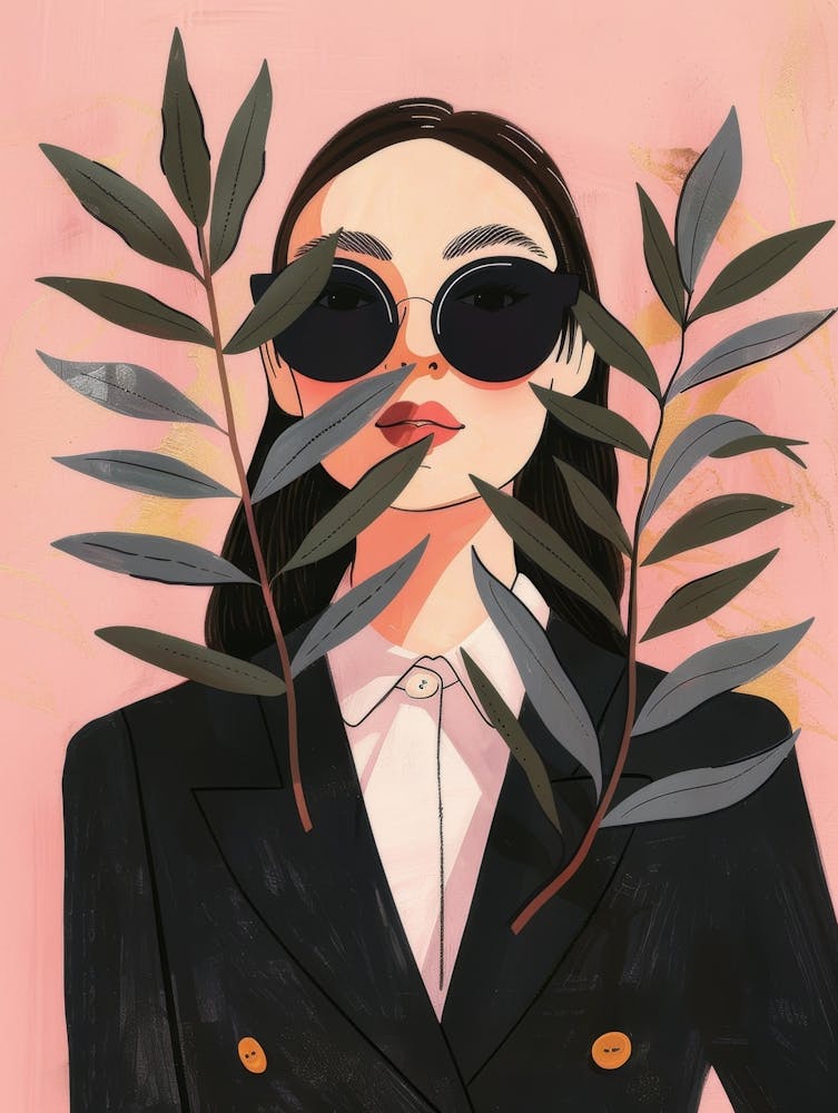 Asian Woman With Leaves