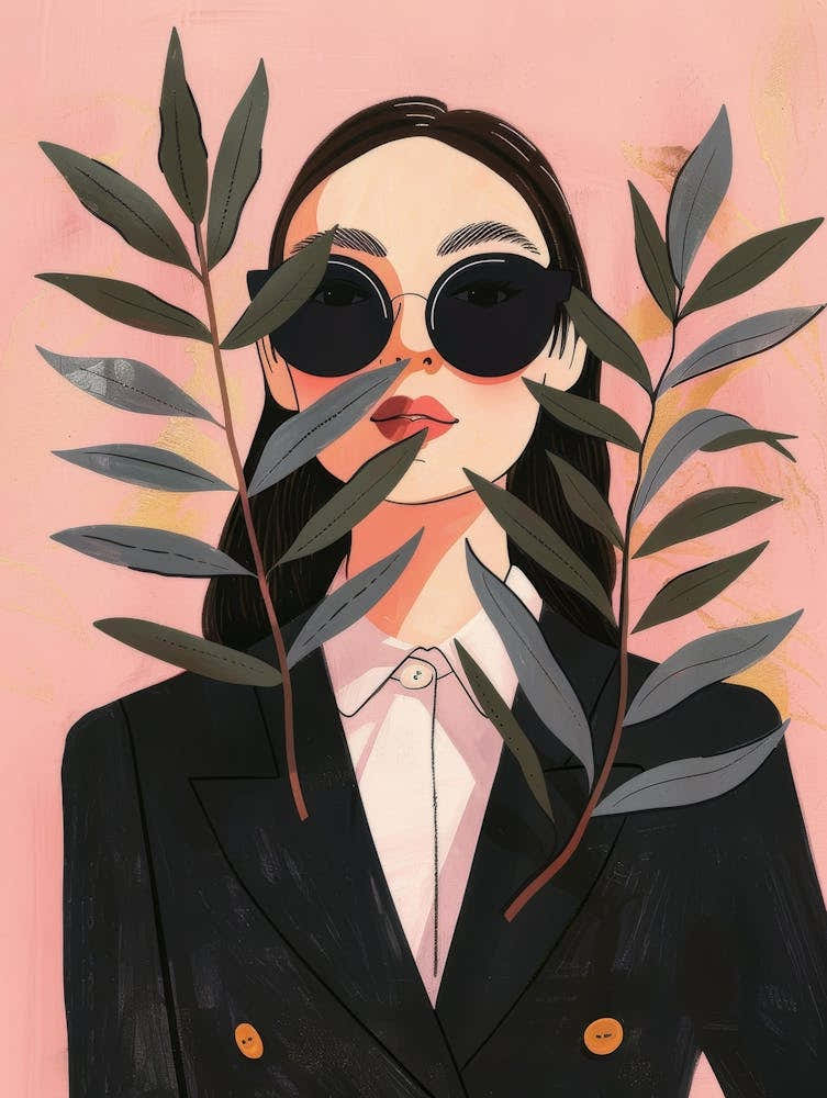 Asian Woman With Leaves