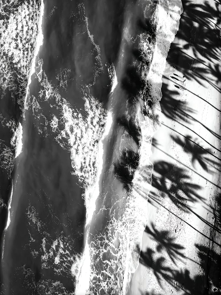 Coastal Beach Wall Art, Black And White Ocean Print, Vintage Waves Poster, Coastal Bedroom Decor, Printable Wall Art