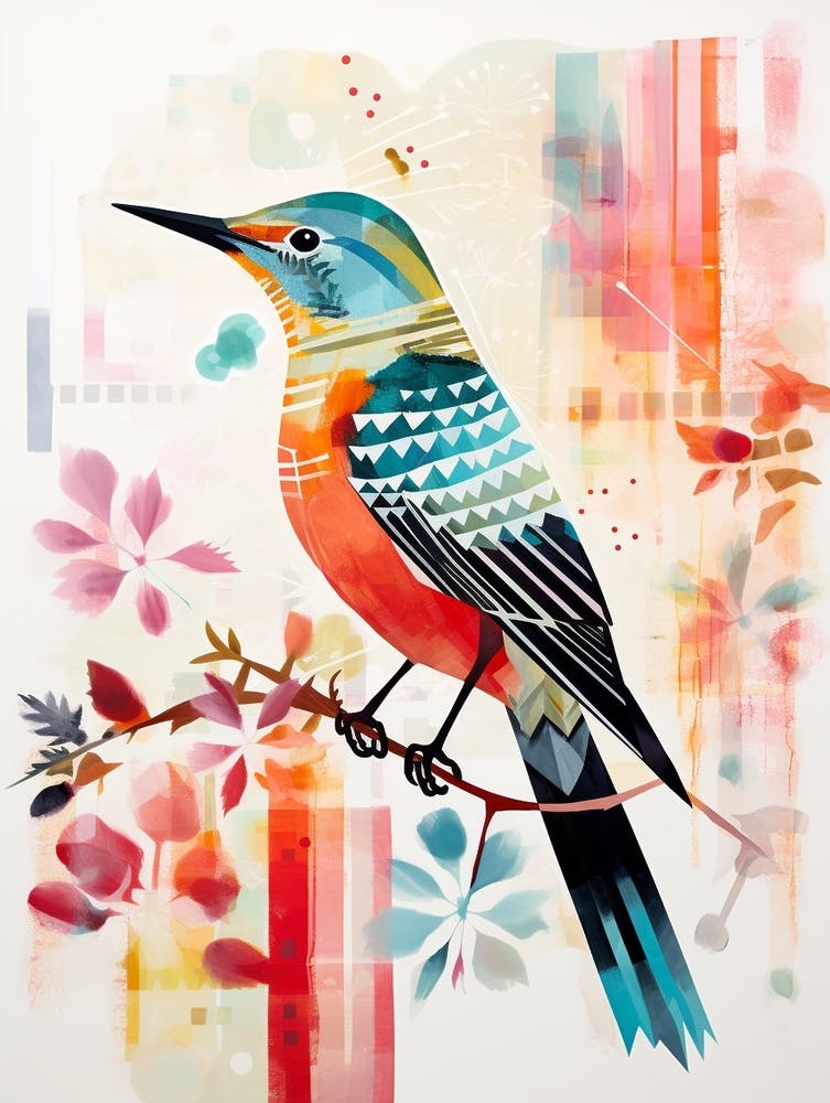 Bird Painting Collage Cuckoo 4