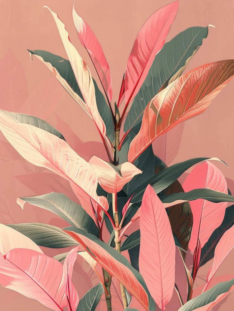 Pink Leaves Canvas Print