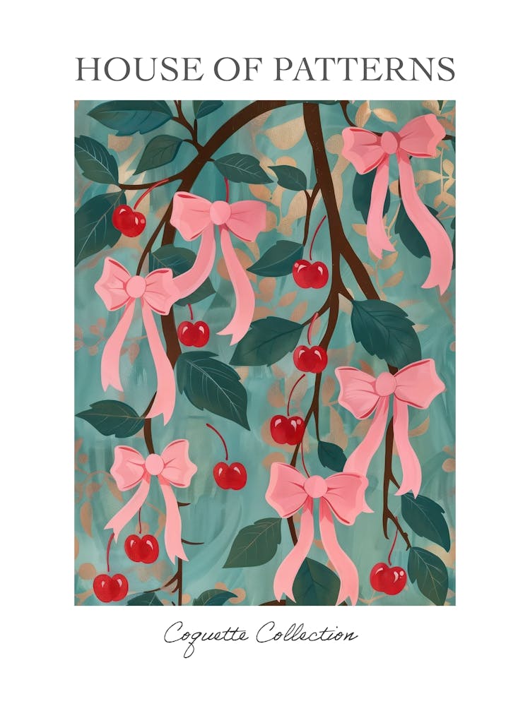 Folk Pink Bows 3 Pattern Poster