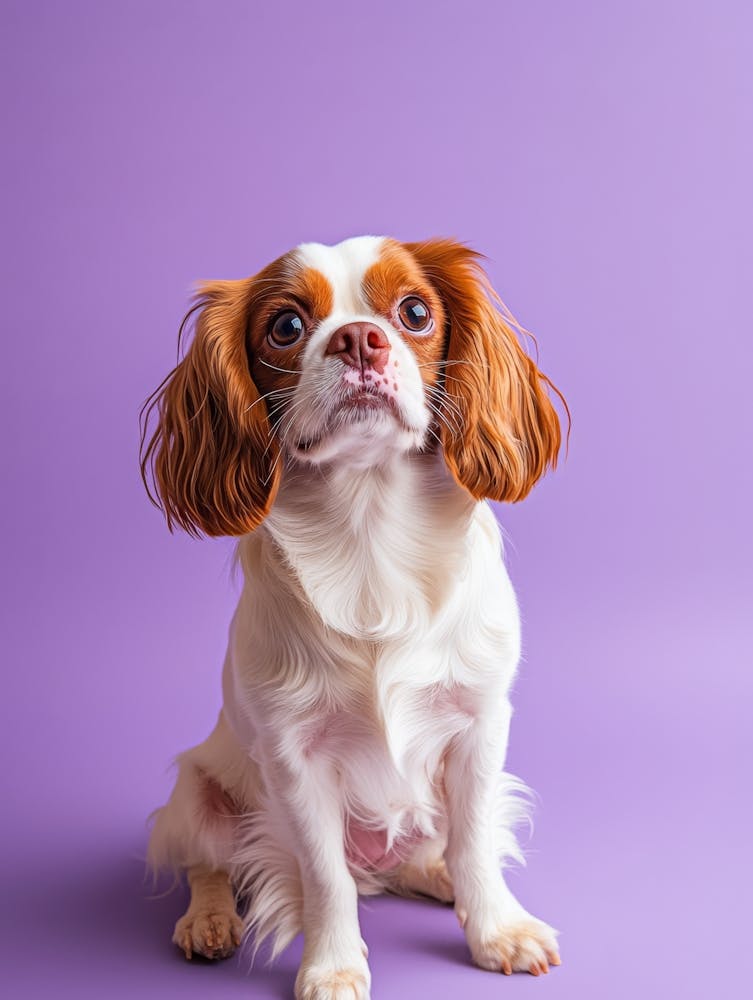 King Charles Spaniel On Purple Background.Generated AI. Wall