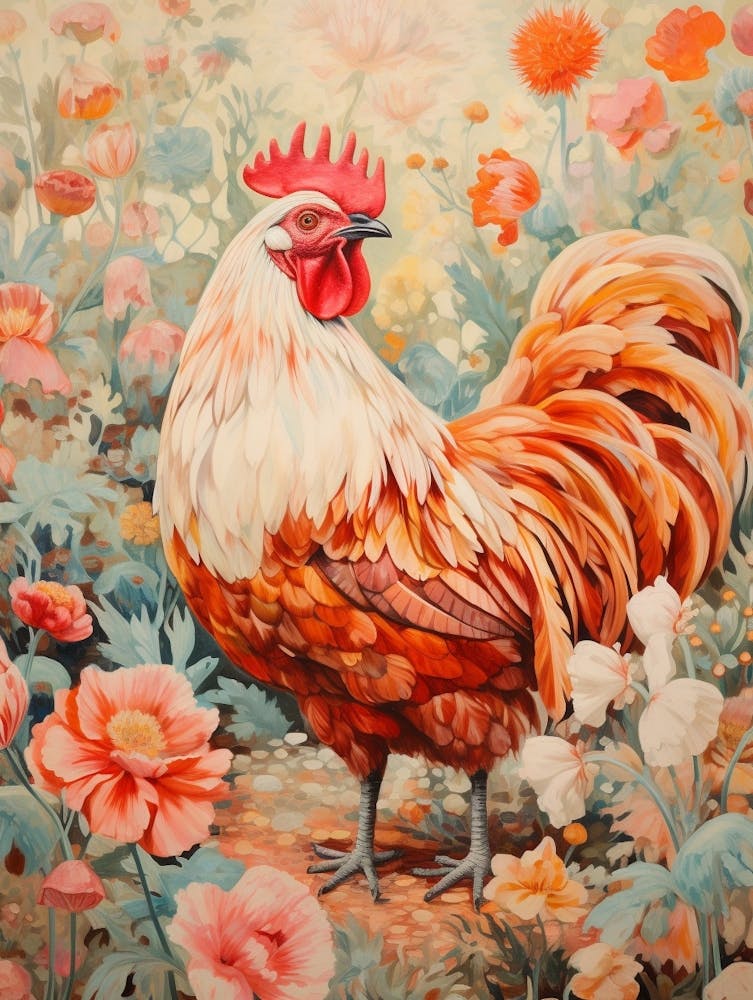 Chicken 5 Detailed Bird Painting