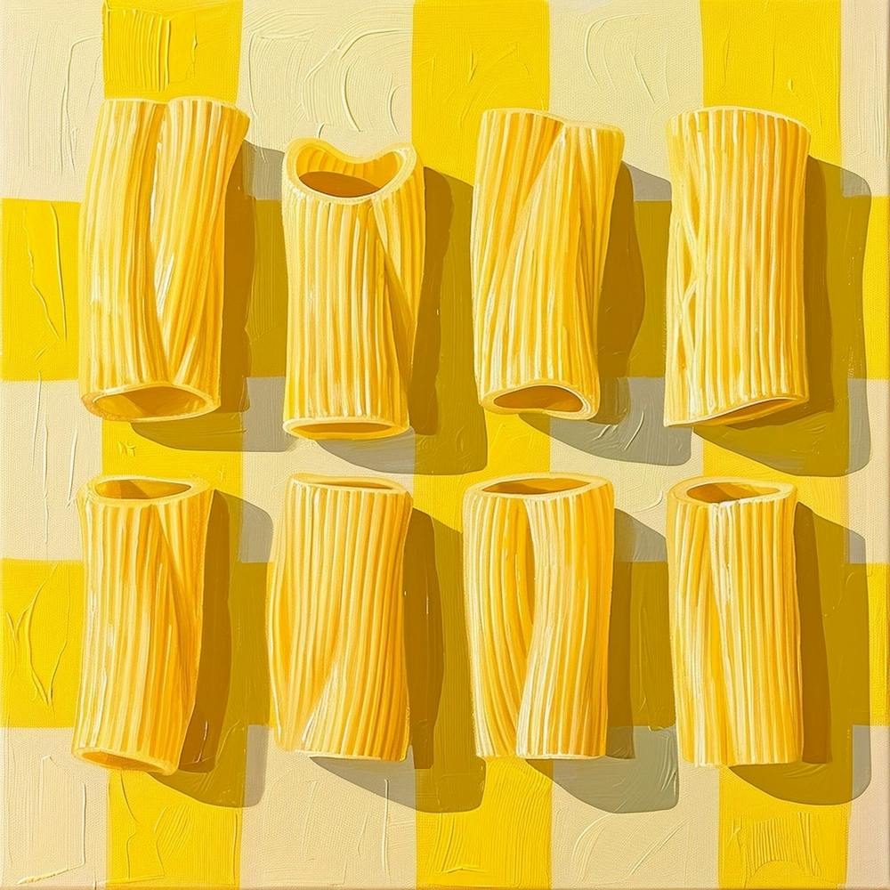 Rigatoni Pasta Yellow Checkerboard