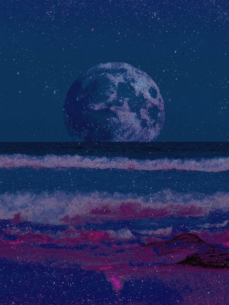 Sea Moon Ocean Collage