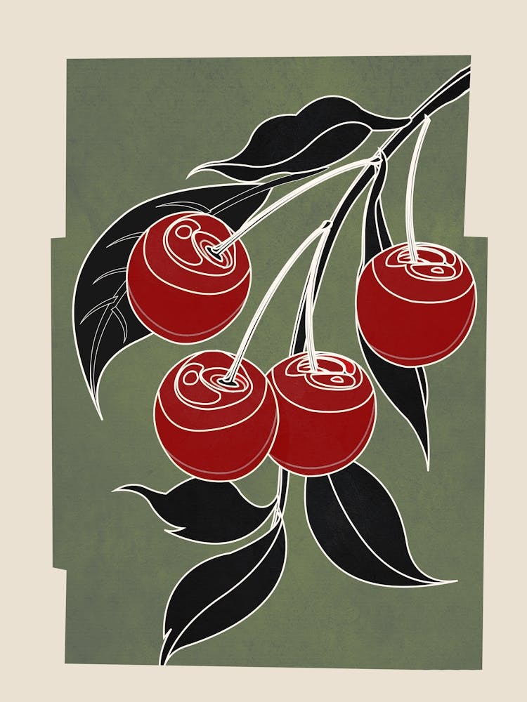 Minimalistische Kirschfrucht Linienkunst 2
